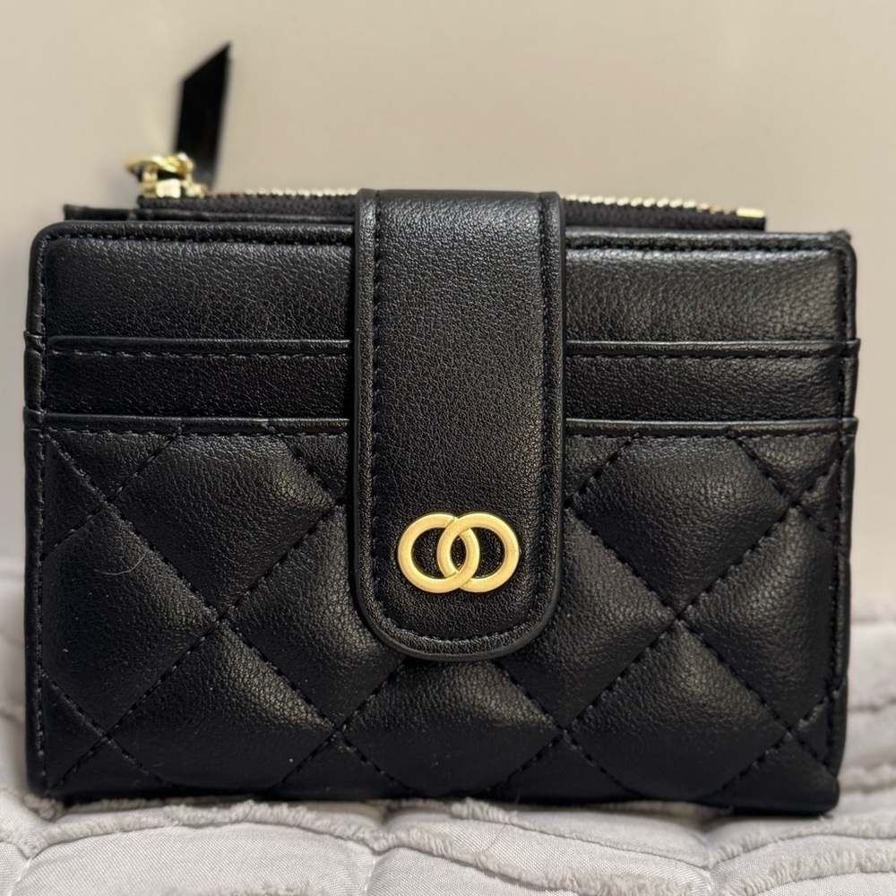 Faux leather black wallet